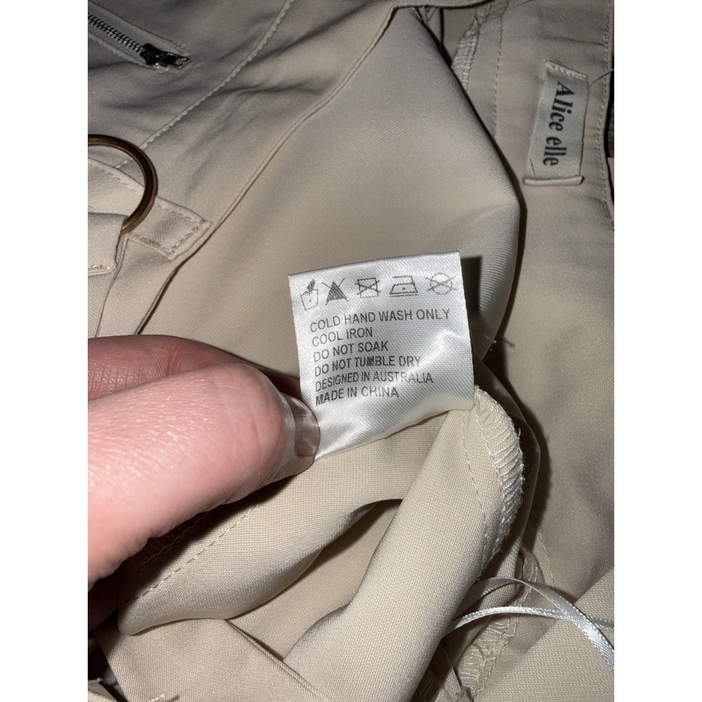 Alice Elle Ivory White Cargo Suspender Wide Leg Lightweight Pants Womens Size 10 - Picture 7 of 8
